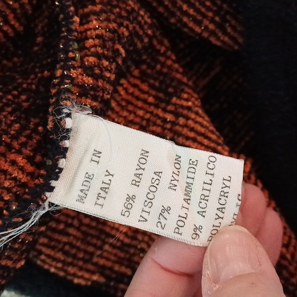 FENDI Vintage Maglia Woolblend Metallic Orange & Black Knit Sweater Italy 42 4-6 - Picture 9 of 16